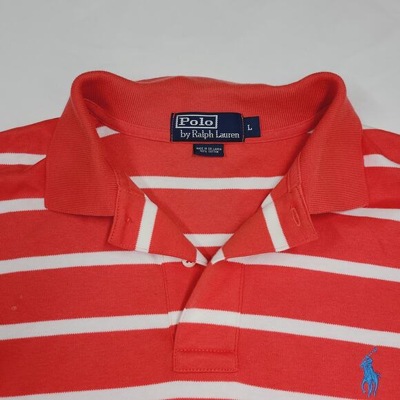 Polo by Ralph Lauren Polo Classic Preppy Sleeve Red White Stripes Cotton Mens L - Picture 5 of 14